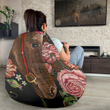 Horse Head Wild Roses Pattern Bean Bag Cover