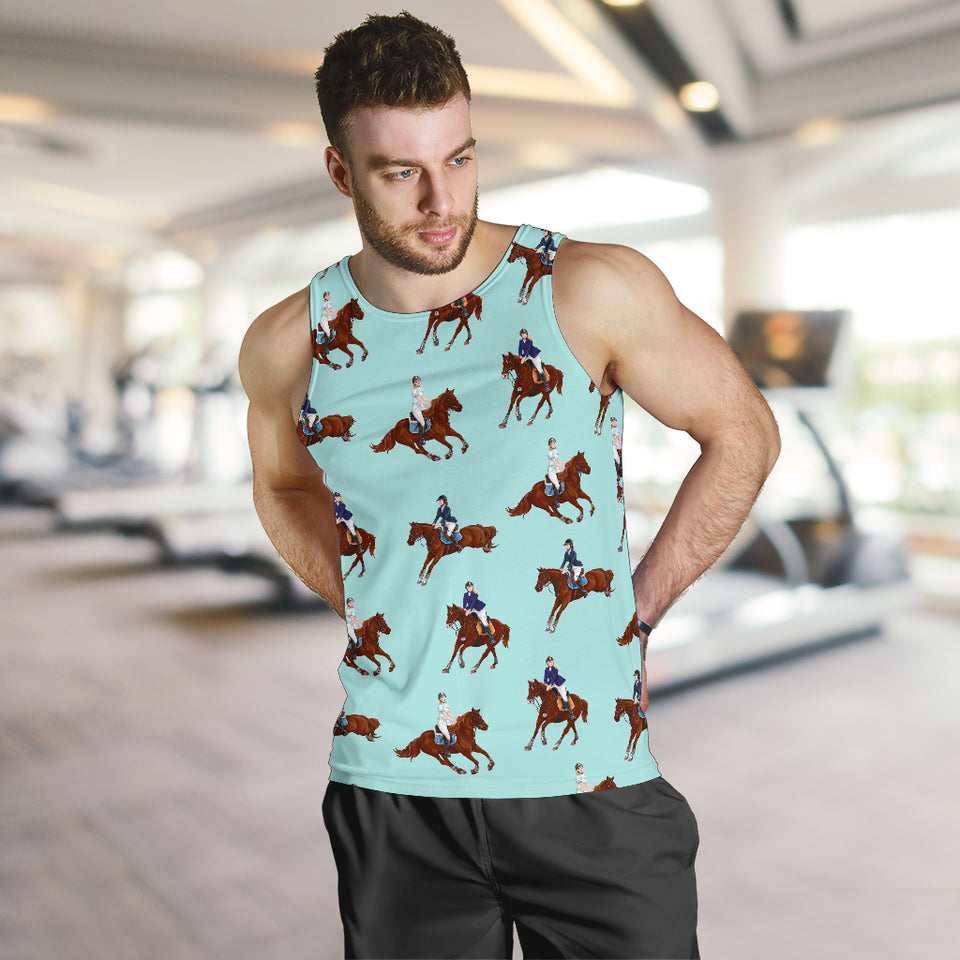 Horses running horses rider pattern Men Tank Top