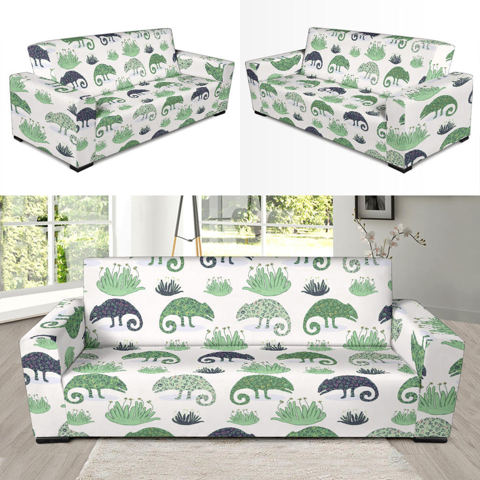 Chameleon Lizard Succulent Plant Pattern Sofa Slipcover