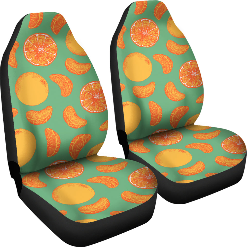 Orange Fruit Pattern Green Background Universal Fit Car Seat Covers