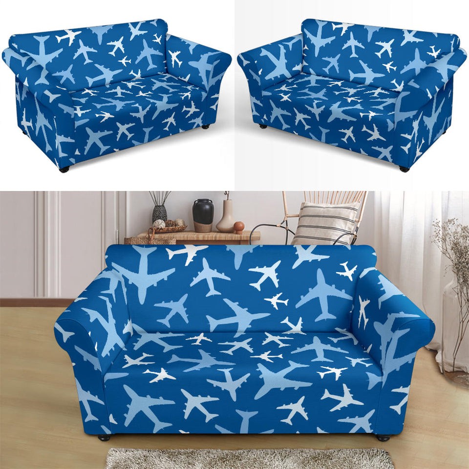 Airplane Pattern In The Sky Loveseat Couch Slipcover