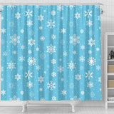 Snowflake Pattern Blue Background Shower Curtain Fulfilled In US