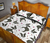 Boston terrier dog hearts vector pattern Quilt Bed Set