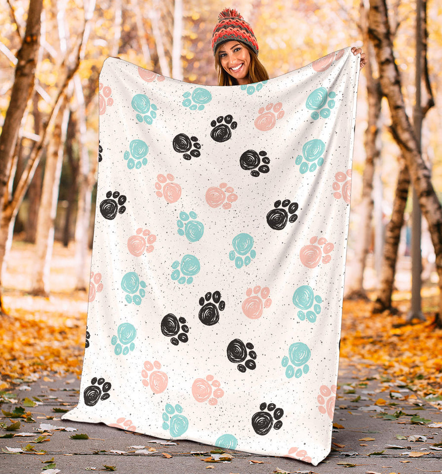Dog Paws Pattern Print Design 04 Premium Blanket