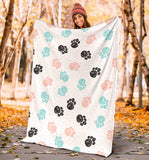 Dog Paws Pattern Print Design 04 Premium Blanket