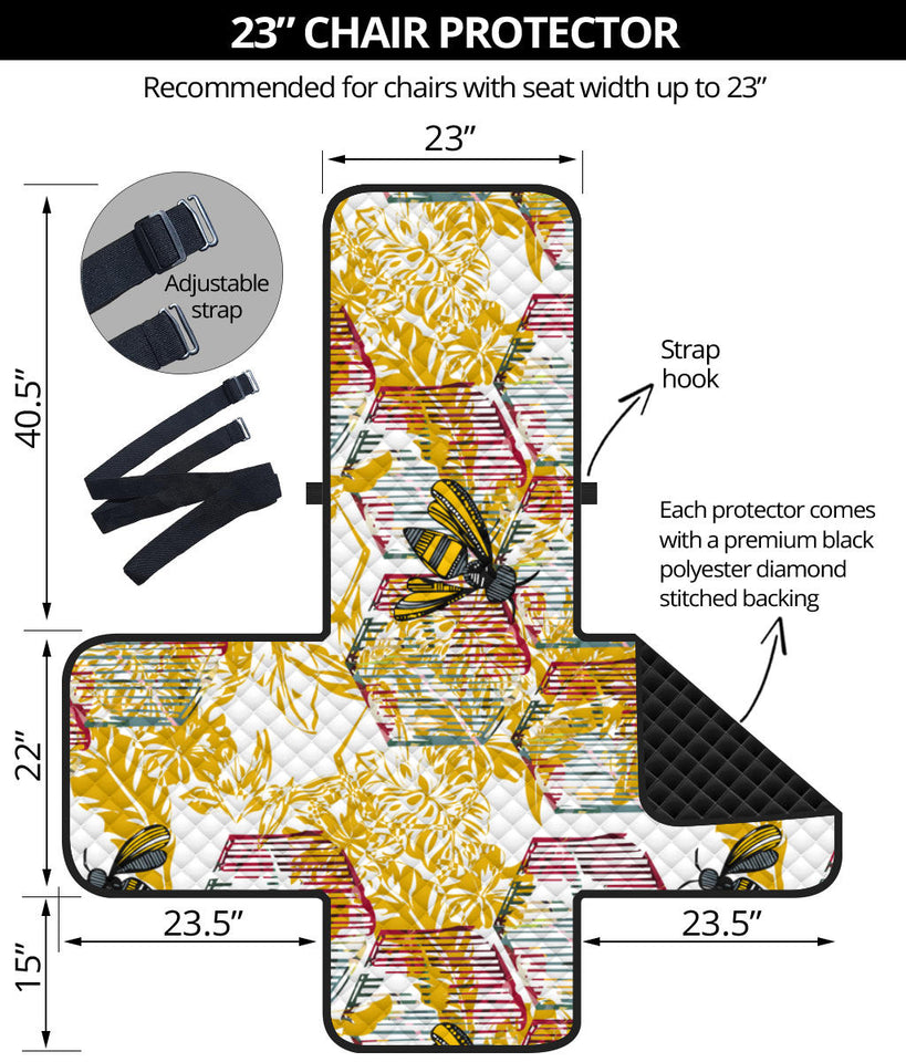 Cool Bee honeycomb leaves pattern Chair Cover Protector