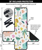 Cute elephants palm tree flower butterfly pattern Recliner Cover Protector