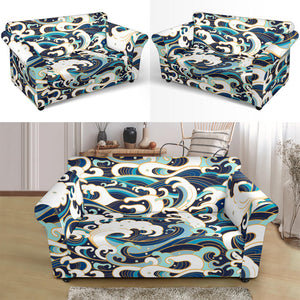 Japanese Wave Pattern Loveseat Couch Slipcover