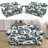 Japanese Wave Pattern Loveseat Couch Slipcover