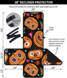 Pumpkin flowers spiderweb Halloween theme Recliner Cover Protector