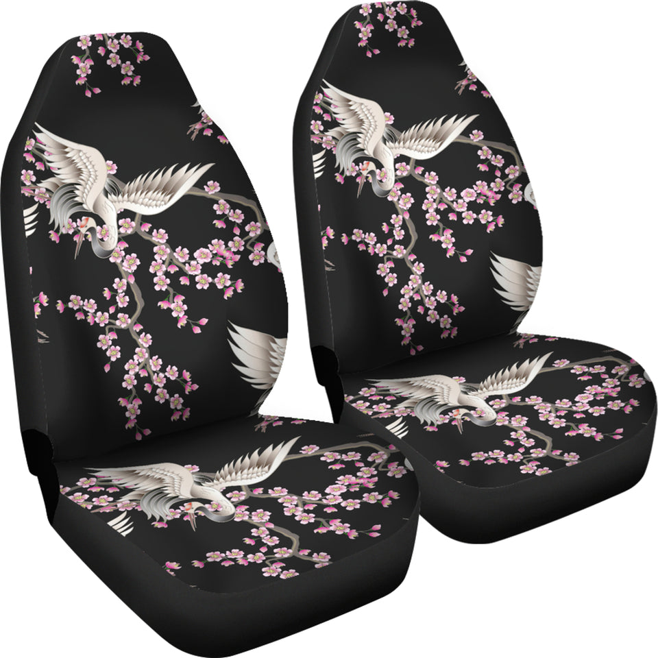 Japanese Crane Pink Sakura Pattern Universal Fit Car Seat Covers