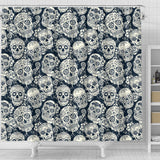 Sugar Skull Black White Pattern Shower Curtain Fulfilled In US