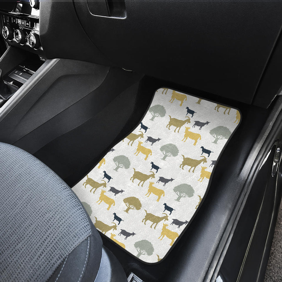 Silhouettes Of Goat And Tree Pattern Front And Back Car Mats