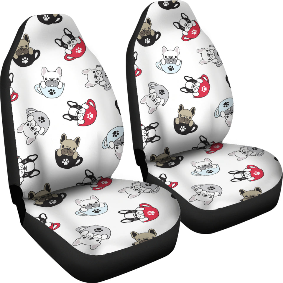 French Bulldog Cup Paw Pattern Universal Fit Car Seat Covers