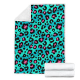 Green Leopard Skin Print Pattern Premium Blanket