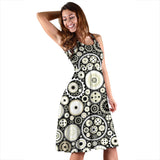 Gear Pattern Print Design 02 Sleeveless Midi Dress