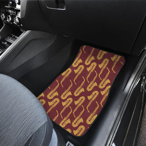 Hand Drawn Gold Saxophone Red Background  Front Car Mats