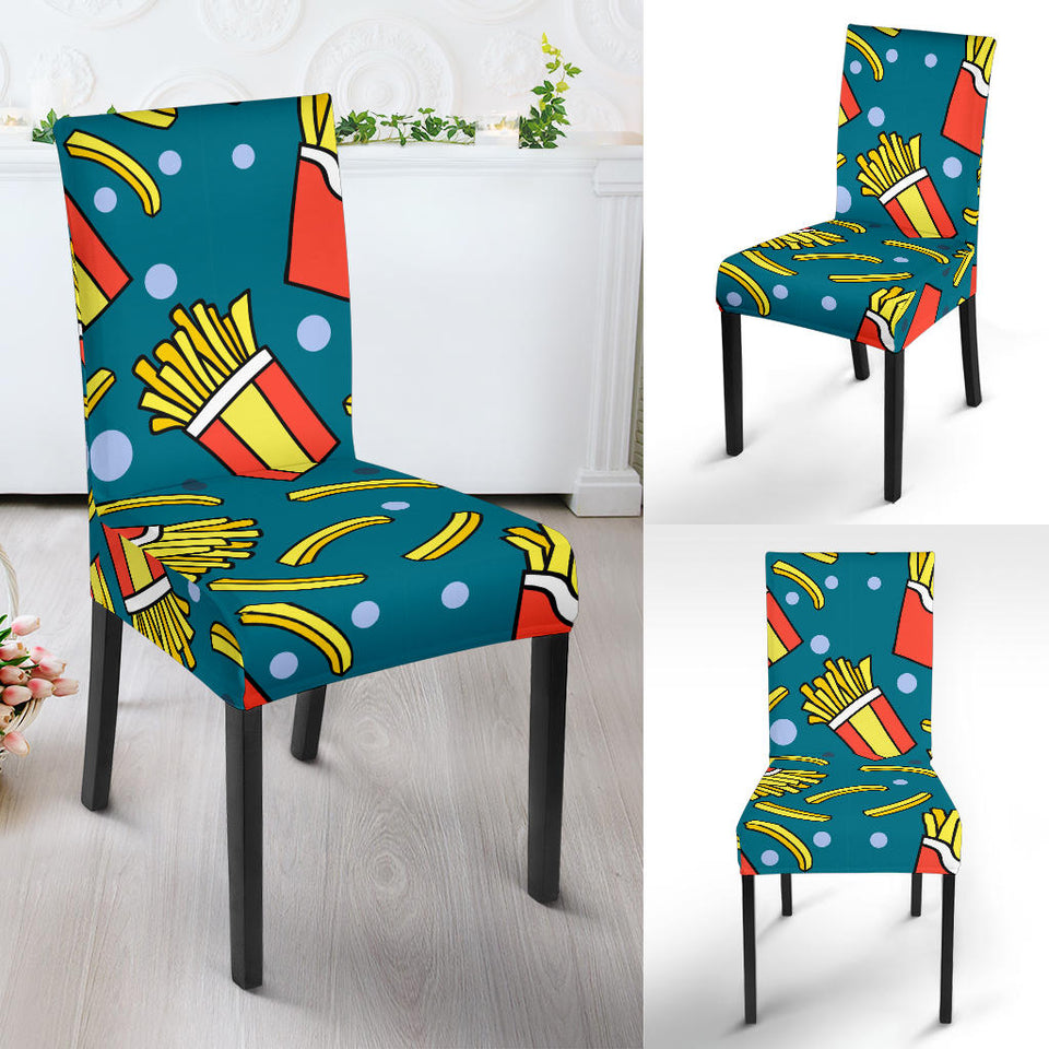 French Fries Red Paper Box Pattern Dining Chair Slipcover