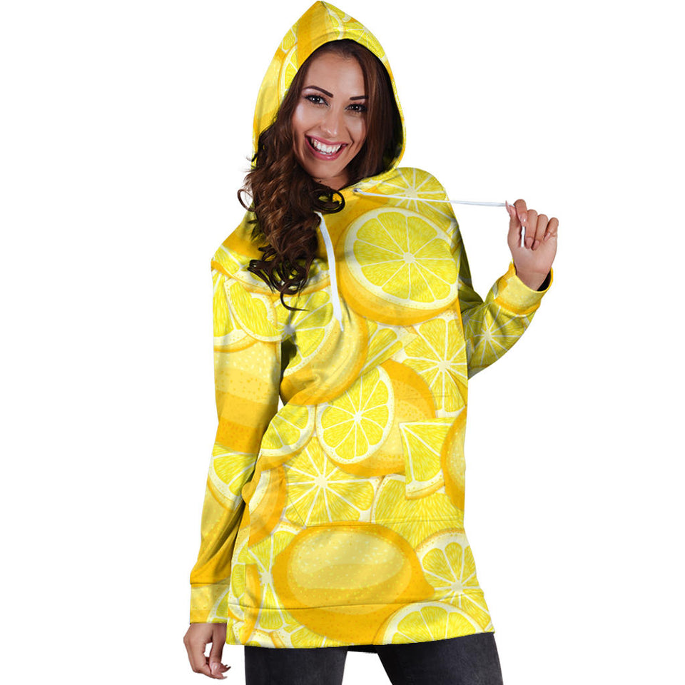 Lemon Pattern Women'S Hoodie Dress