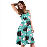 Hedgehog Pattern Print Design 03 Sleeveless Midi Dress
