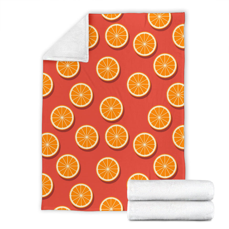 Oranges Pattern Red Background Premium Blanket