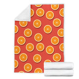 Oranges Pattern Red Background Premium Blanket