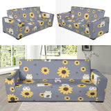 Cute Hamster Sunflower Pattern Background Sofa Slipcover