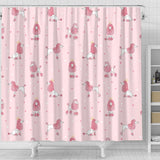Poodle Dog Pink Color Theme Shower Curtain Fulfilled In US