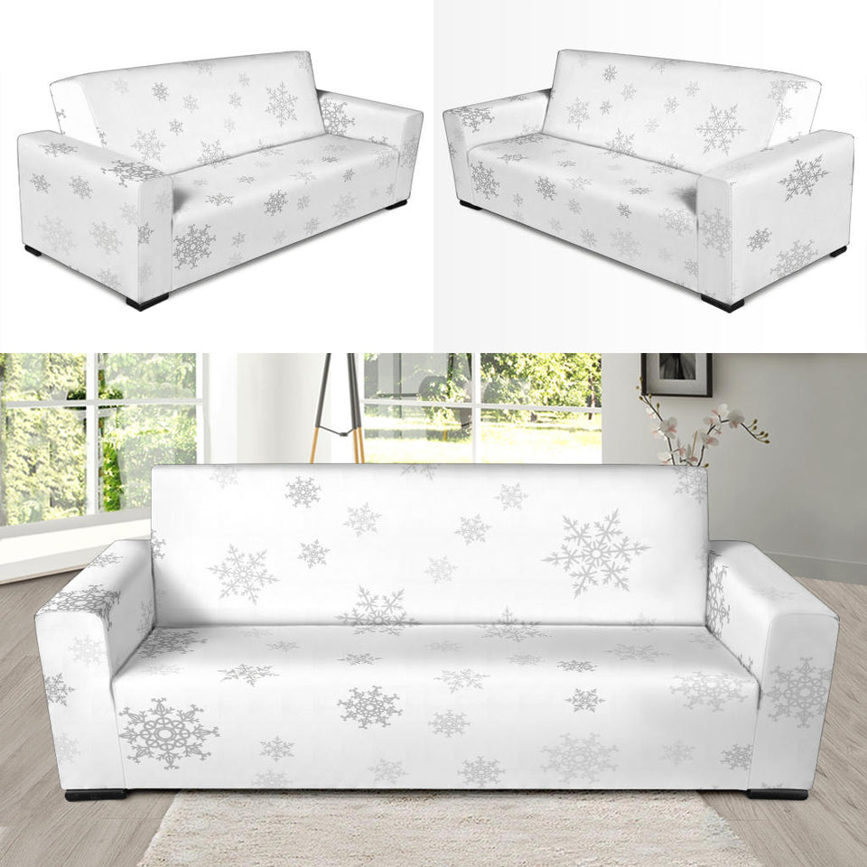 Snowflake Pattern White Background Sofa Slipcover