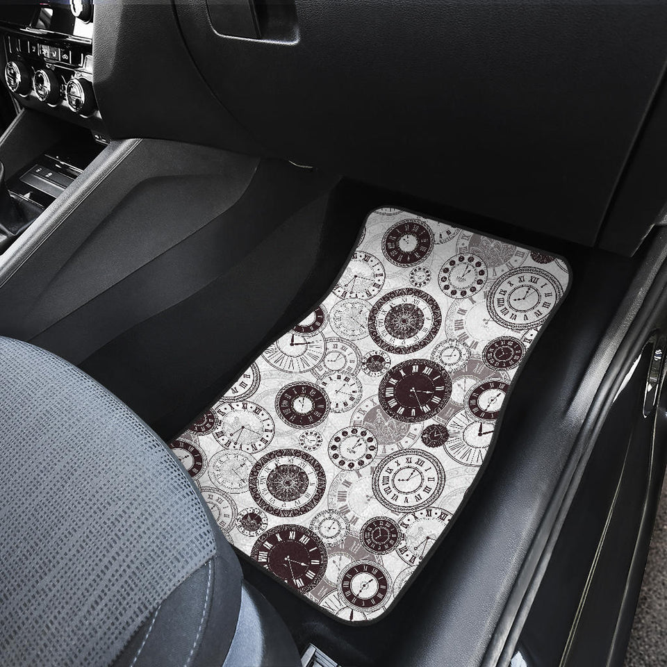 Classic Vintage Clock Pattern Front Car Mats