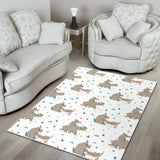 Cute Rhino Pattern Background Area Rug