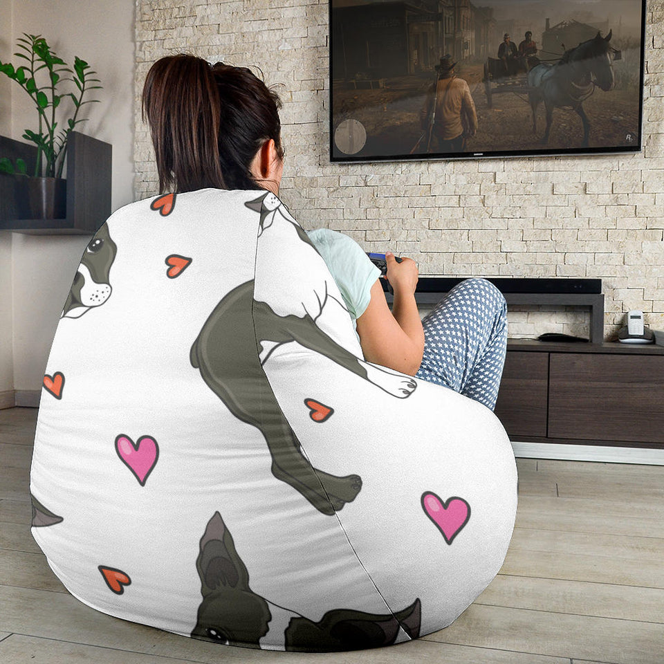 Boston Terrier Dog Hearts Vector Pattern Bean Bag Cover