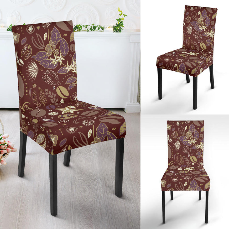 Coffee Bean Flower Pattern Dining Chair Slipcover