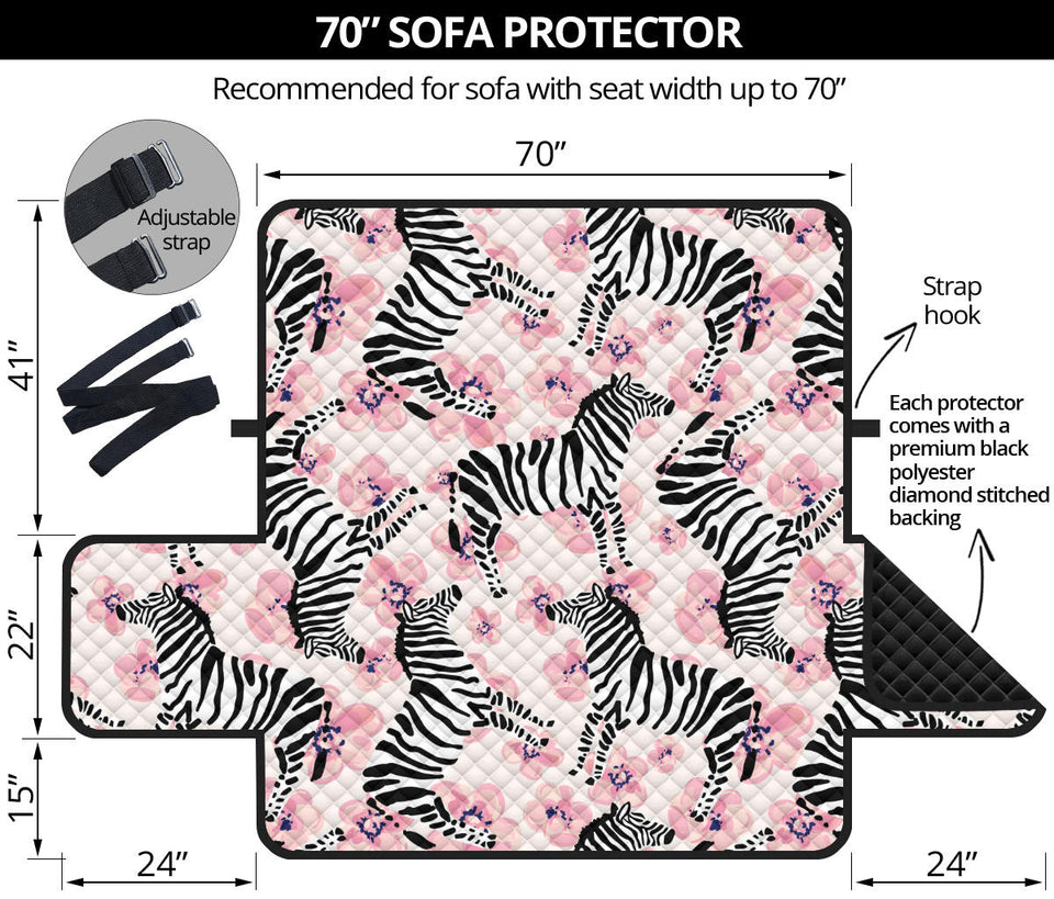 Zebra pink flower background Sofa Cover Protector
