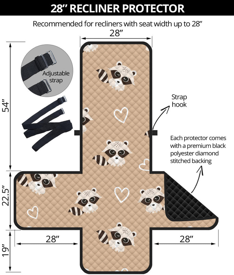 Cute raccoon heart pattern Recliner Cover Protector