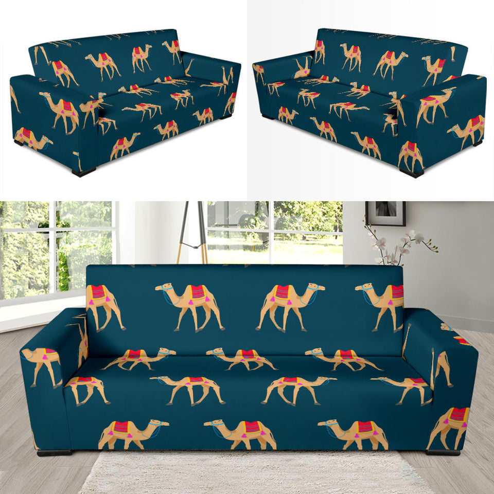 Camel Pattern Blue Blackground Sofa Slipcover
