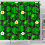 Frog Waterlily Pattern Shower Curtain Fulfilled In US