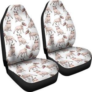 Bull Terrier Pattern Print Design 04 Universal Fit Car Seat Covers