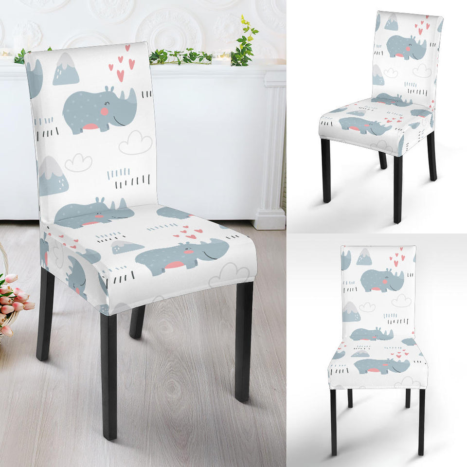 Cute Rhino Heart Pattern Dining Chair Slipcover