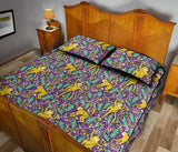 Cute yellow monkey leaves pattern Quilt Bed Set