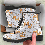 Cute Corgi Heart Star Bone Pattern Leather Boots