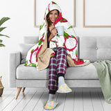 Dragon Fruits White Background Hooded Blanket