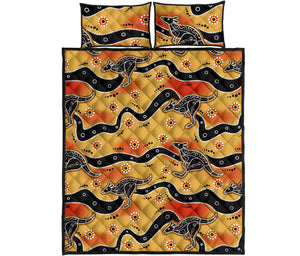 Kangaroo Australian aboriginal art pattern Quilt Bed Set