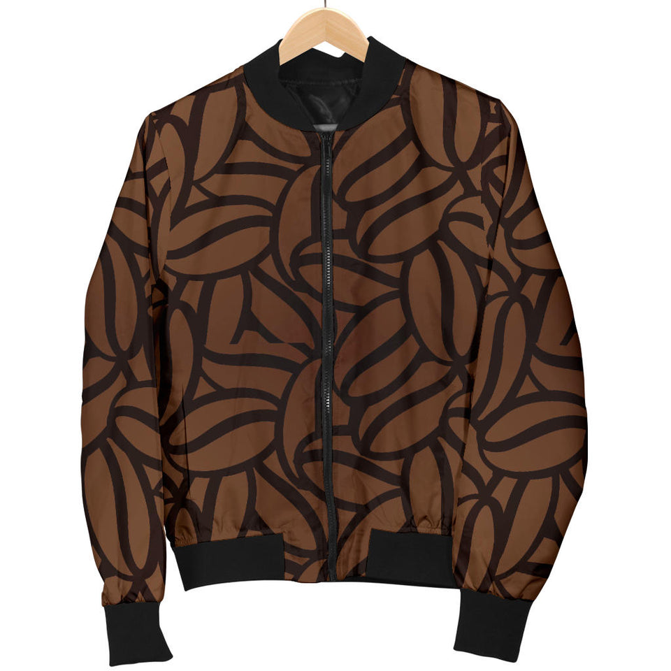 Coffee Bean Pattern Women'S Bomber Jacket