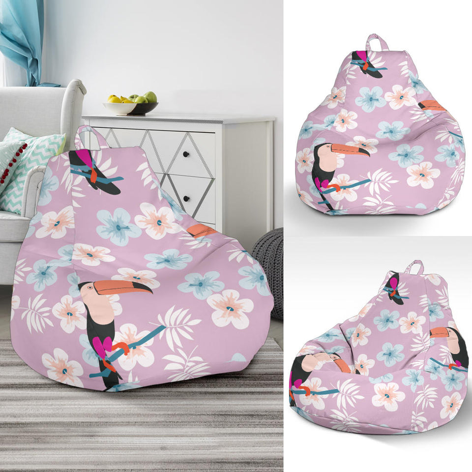 Beautiful Toucan Flower Leaves Bean Bag Cover