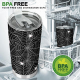 Spider Web Design Pattern Black Background White Cobweb Tumbler
