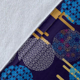 Blue Japanese Pattern Cloud Wave Flower Premium Blanket