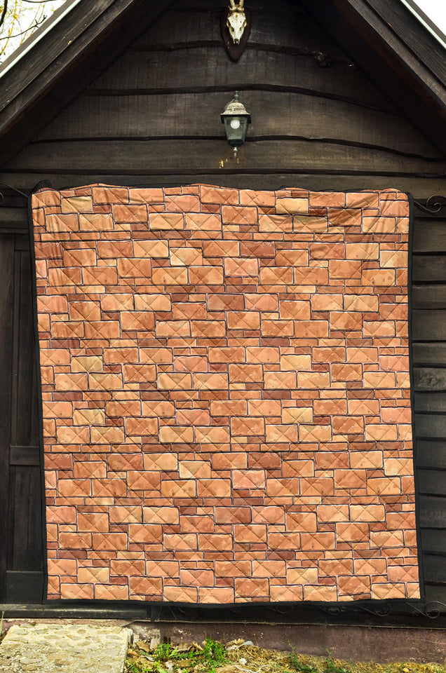 Brick Printed Pattern Print Design 04 Premium Quilt