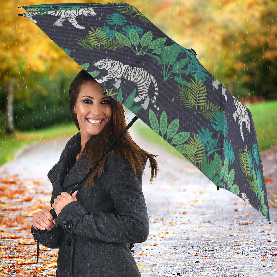 White Bengal Tigers Tropical Plant Umbrella