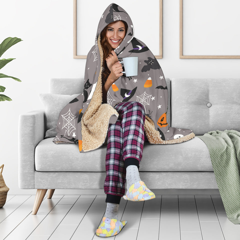 Halloween Design Pattern Hooded Blanket